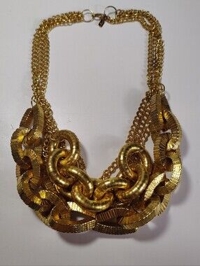 Kenneth Lane Gold Tone Statement Necklace 21" Multi Strand Chunky Chain Collar